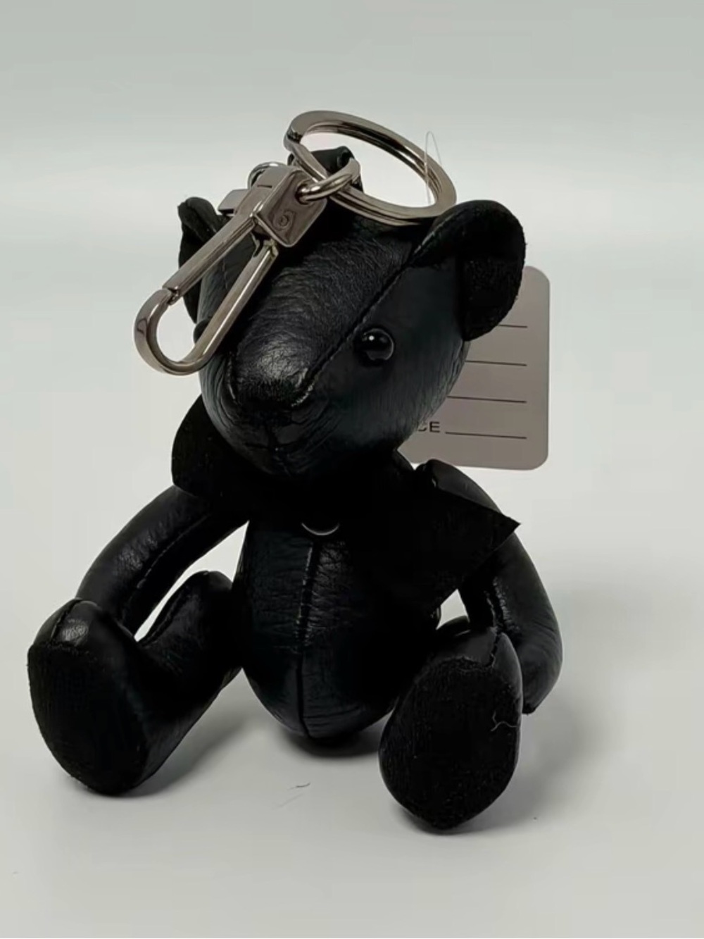 Burberry Thomas Black Leather Teddy Bear Key Charm
